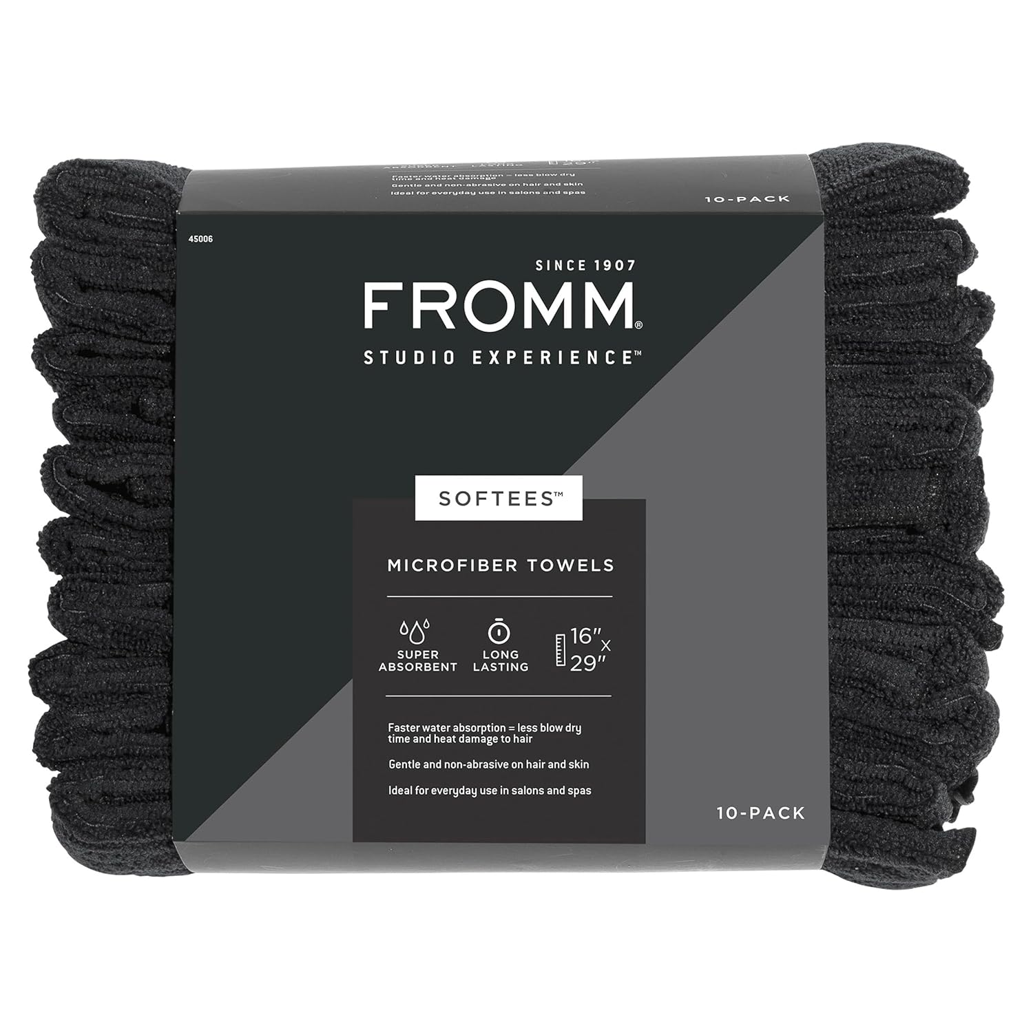 FROMM SOFTEES MICROFIBER TOWELS 10/PK - BLACK (#45006)