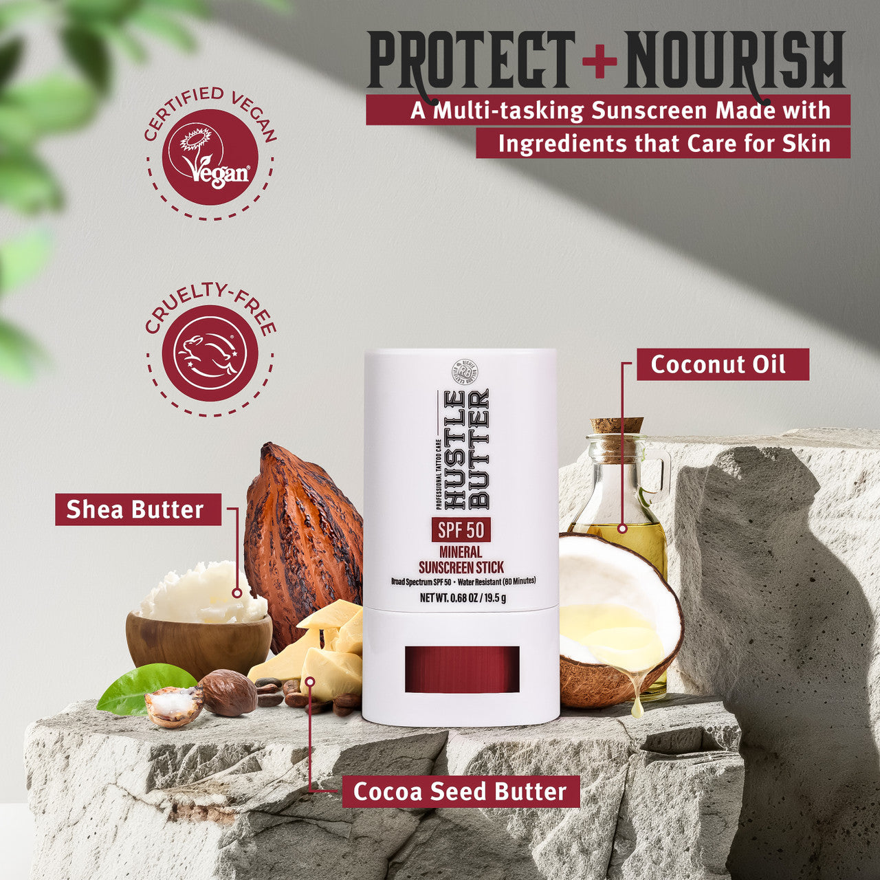 HUSTLE BUTTER MINERAL SUNSCREEN STICK SPF 50 - 0.68OZ