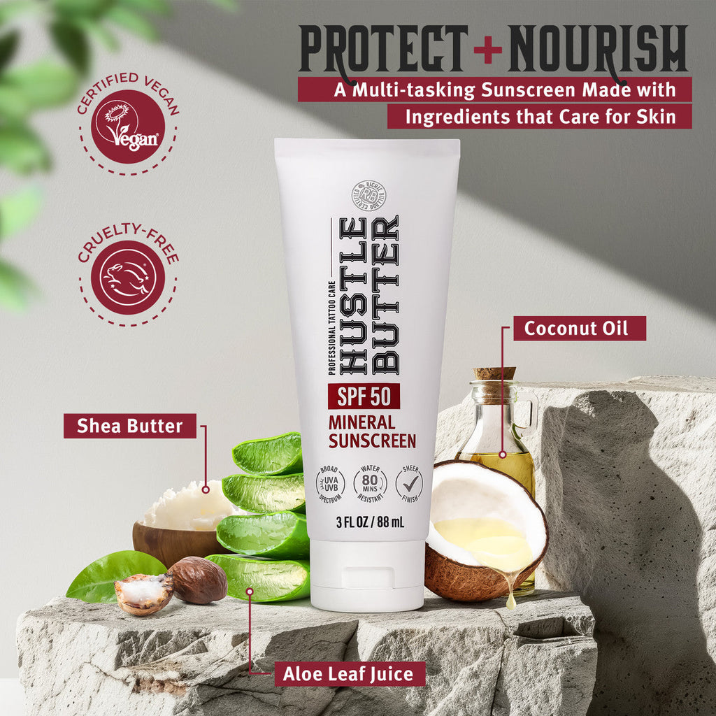 HUSTLE BUTTER MINERAL SUNSCREEN LOTION SPF 50 - 3OZ