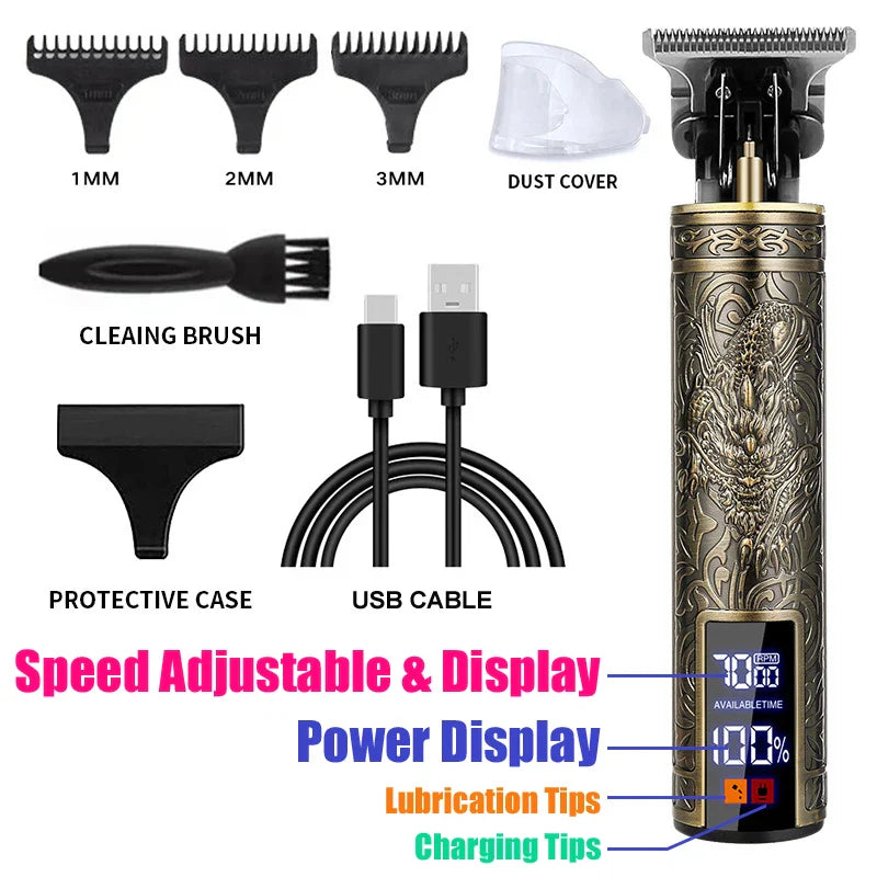 Professional Hair Cutting Machine Vintage T9 Hair Clipper Cutting Machine For Men Shaver Trimmer Rechargeable Carving Mark Razor