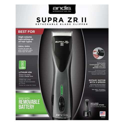 ANDIS SUPRA ZR II CORDLESS DETACHABLE CLIPPER (#79005)